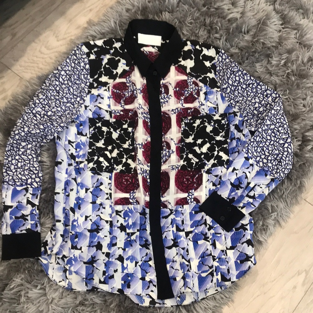 Peter Pilotto 💯 silk blouse- long sleeve, button up, multi-color- size 6